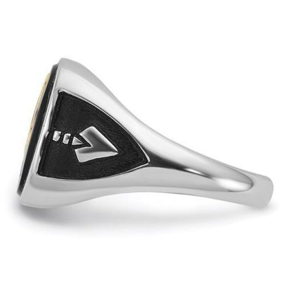 14k White Gold and Onyx Masonic Ring - Picture 3 of 6